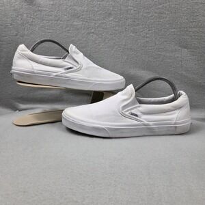 Vans Classic Slip-On Shoes Women 10 White Good Canvas Low Top Sneakers